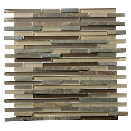 Apollo Tile Slate And Glass Waterfall 4.83 sq.ft 11.8 in. x11.8 in. Mosaic Tile, 5PK APLCAS99029EC97